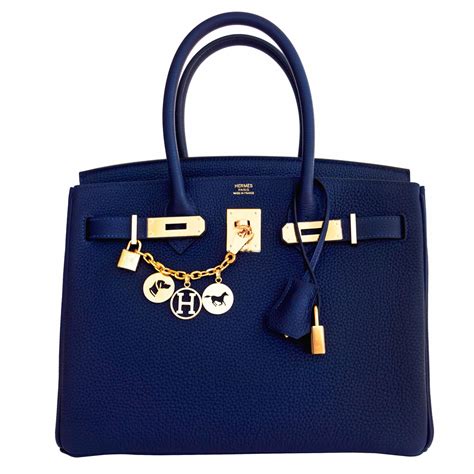 blue Hermes purses